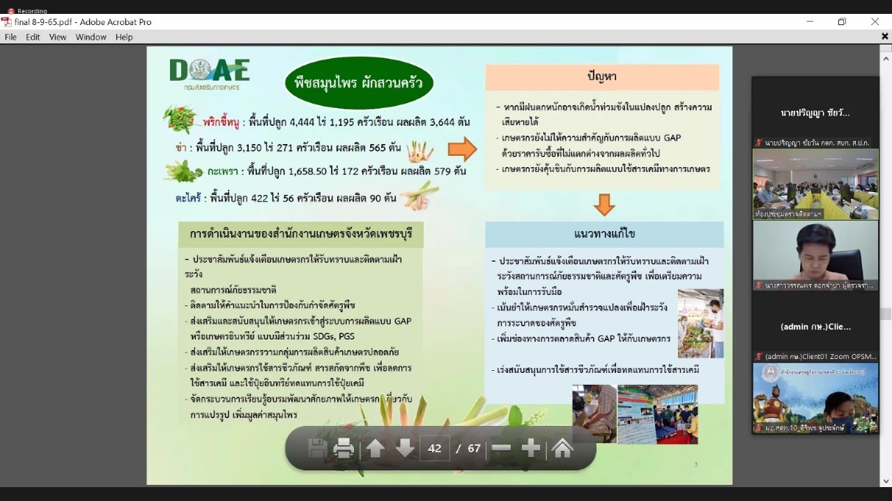 title - ผู้ตรวจราชการกรม ร่วมประชุมติดตามผลการดำเนินงาน/โครงการตามแผนการตรวจราชการและการขับเคลื่อนแบบบูรณาการในระดับพื้นที่ของผู้ตรวจราชการกระทรวงเกษตรและสหกรณ์ ประจำปีงบประมาณ พ.ศ. 2565 รอบที่ 2 เขตตรวจราชการที่ 4 จังหวัดเพชรบุรี ผ่านระบบการประชุมทางไกลออนไลน์ Application Zoom